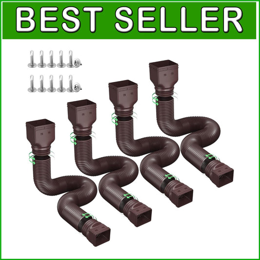 4-Pack Rain Gutter Downspout Extensions - Flexible, Durable & Easy to Install
