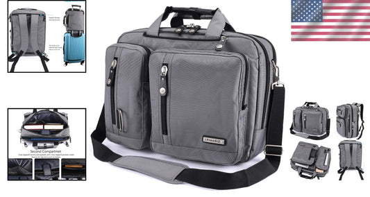 Versatile 18.4 Inch Convertible Laptop Briefcase Backpack & Messenger Bag