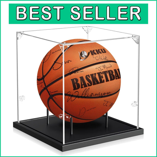 Stylish Clear Acrylic Display Case with Solid Wood for Autographed Collectibles