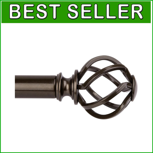 Artistic Bronze Curtain Rods with Twisted Finials - Adjustable 72 to 144 Inches