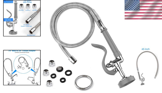 Durable 45-Inch Flexible Stainless Steel Spray Valve for Commercial Kitchens