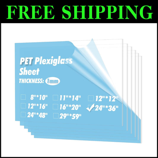 Versatile 5-Pack of 24"x36" Clear PET Sheets - Perfect for Signage & Frames