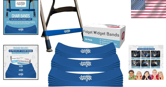Chair Bands for Kids - Engage Muscles & Improve Focus - 24 Rubber Fidget Bands