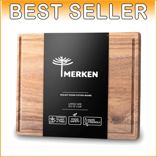 15"x12" Reversible Walnut Cutting Board with Juice Groove - Ideal for BBQ & Prep