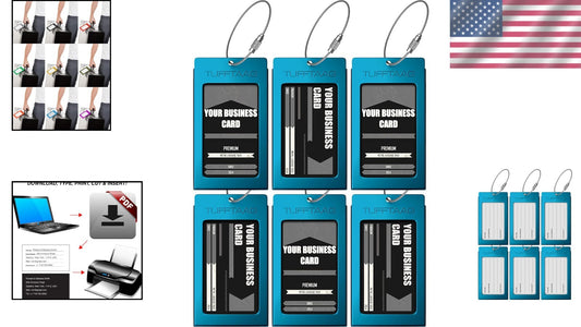 Personalized Blue Luggage Tags Bundle for Secure & Stylish Travel Identification