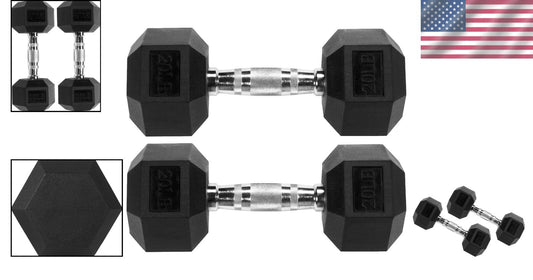 20LB Rubber Encased Hex Dumbbells - Secure Grip and Floor Protection
