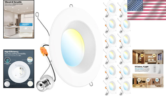 Energy-Efficient 12-Pack Recessed LED Lights with Selectable CCT - Modern Design