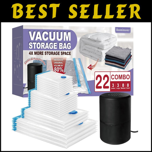 Durable 22 Vacuum Storage Bags with Powerful Electric Pump - Ideal for Moving