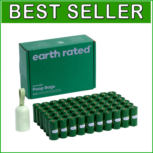 Compact Dog Poop Bag Holder with 900 Lavender-Scented Bags & Leash Attachment