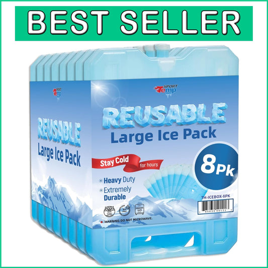 Durable Jumbo Ice Packs - 8 Pack for Coolers, Camping & Outdoor Adventures