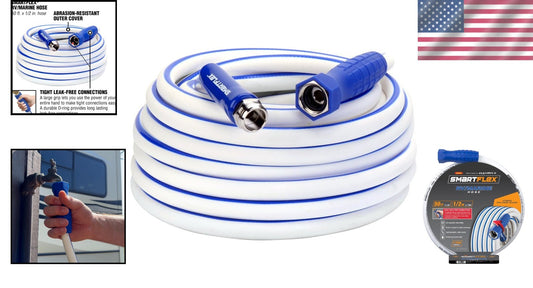 1/2" x 50 ft Hybrid Polymer Water Hose - All-Weather Flexibility for RV & Marine