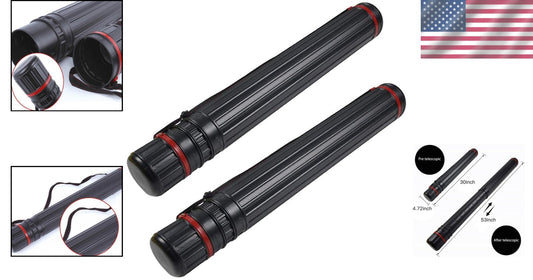 XL Set of 2 Telescoping Poster Tubes - Waterproof and Lightweight Black Design