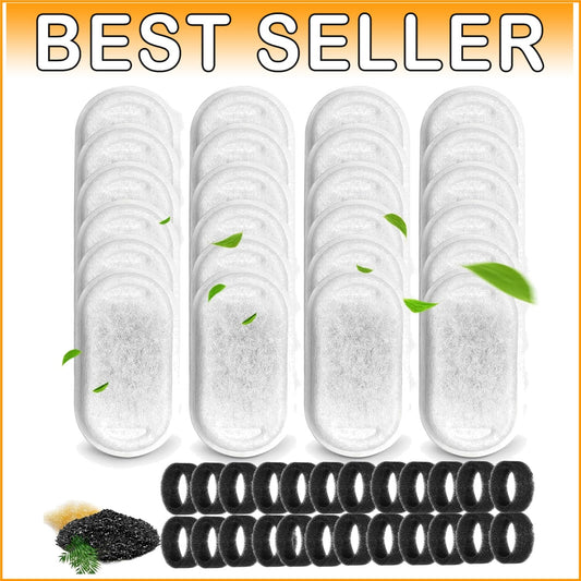 High-Efficiency Pet Water Fountain Filters with 24 Sponge Replacements Included