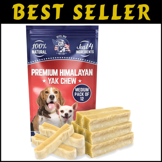 Himalayan Yak Cheese Dog Chews - 12 Pack of Natural, Lactose-Free Treats