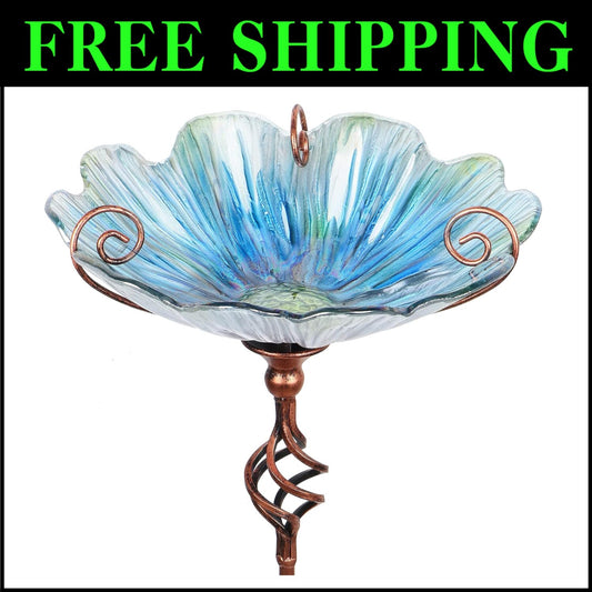 Attractive 31-Inch Birdbath with Stainless Metal Stake - Perfect for Gardens