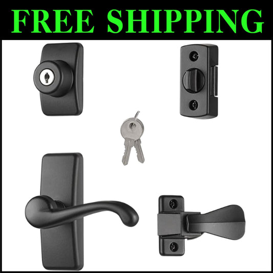 Durable Matte Black Door Lever Set with Keyed Deadbolt Lock - Easy Installation