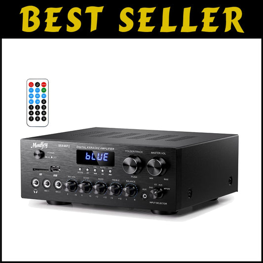 Compact 2.0 Channel Audio Amplifier with Bluetooth & Multiple Inputs System