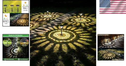 Durable Solar Powered Pathway Lights - 8 Pack with Adjustable Height & LED Modes