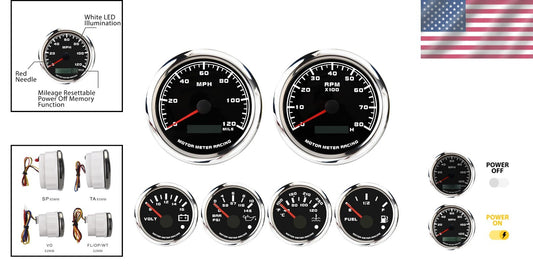 Universal 6 Gauge Monitoring - Speedometer, Tachometer & Sensors for Car & Truck