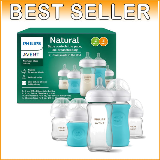 Philips Natural Newborn Glass Baby Bottle Set - Gift Ready for New Parents