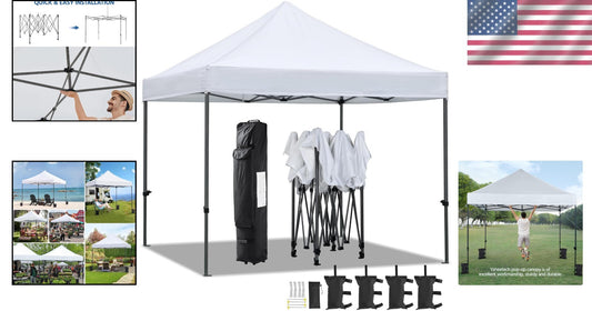 Commercial Heavy Duty Canopy Tent 10x10 - Waterproof & Adjustable with Sandbags