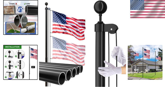 Extra Thick 20 FT Outdoor Flag Pole - Includes 3x5 American Flag and Accessories