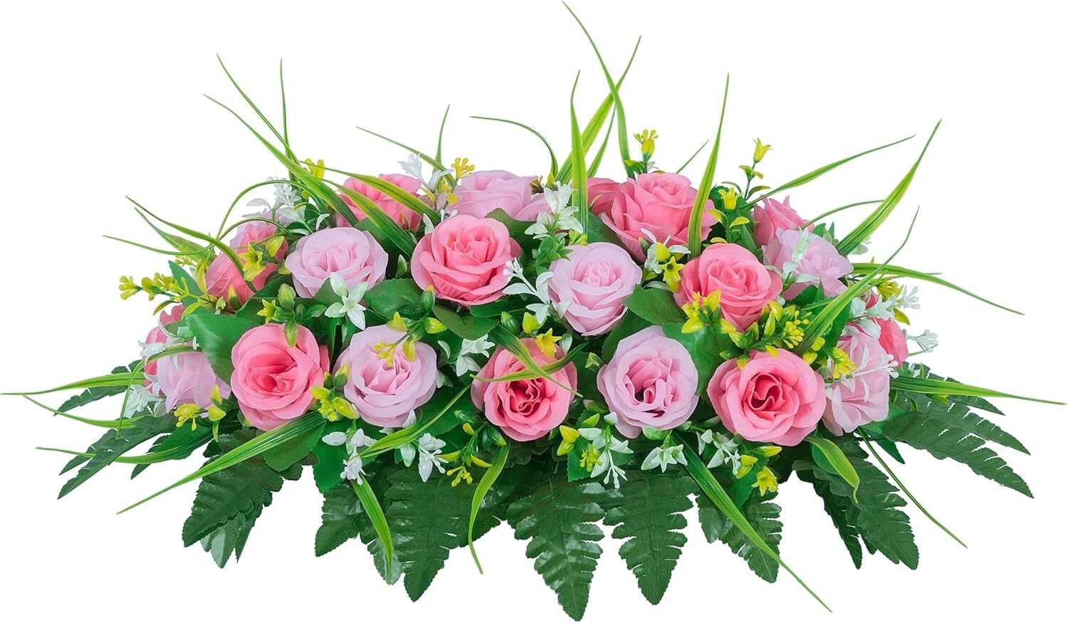 Vibrant Pink Silk Flower Saddle for Outdoor Grave Decoration - 24” Long