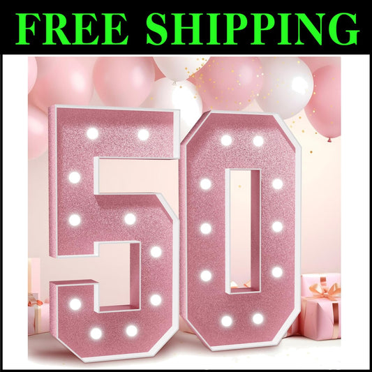 Rose Gold Light-Up Numbers – Perfect 50th Anniversary Tabletop Decoration