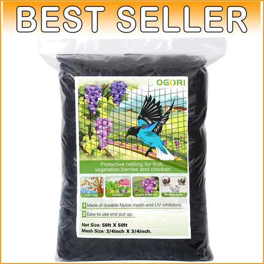 50' x 50' Black Garden Netting with 3/4" Mesh – Protect Plants Effortlessly
