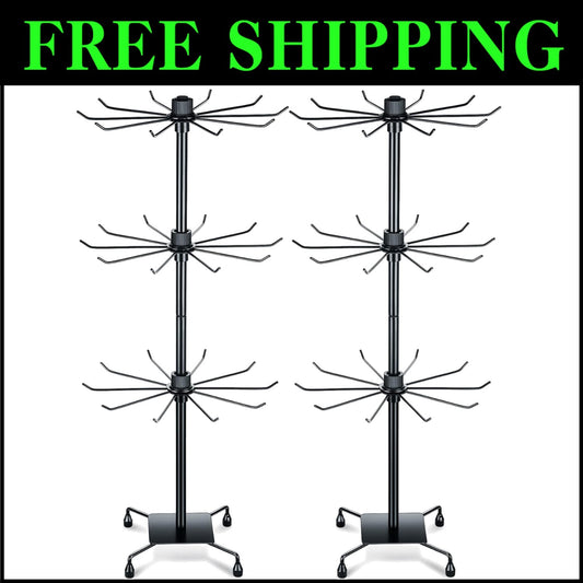 Versatile 2-Piece Rotating Jewelry Display with Hooks - Ideal for Home & Retail