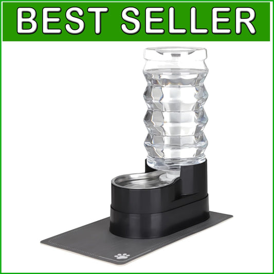 9L Automatic Gravity-Fed Pet Waterer for Large Dogs and Cats - Stainless Steel