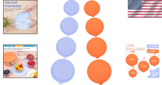 8 Stylish Round Silicone Replacement Lids for Pyrex - Food-Grade, Leak-Proof