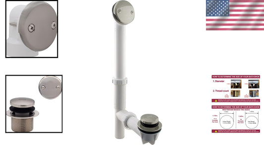 Satin Nickel 14" x 1-1/2" Tub Waste Assembly with Tip-Toe Drain Plug - 1-Pack