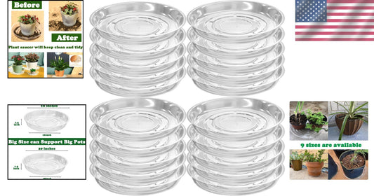 20-Pack Clear Plastic 20-Inch Plant Saucer Trays - Essential for Indoor Plants