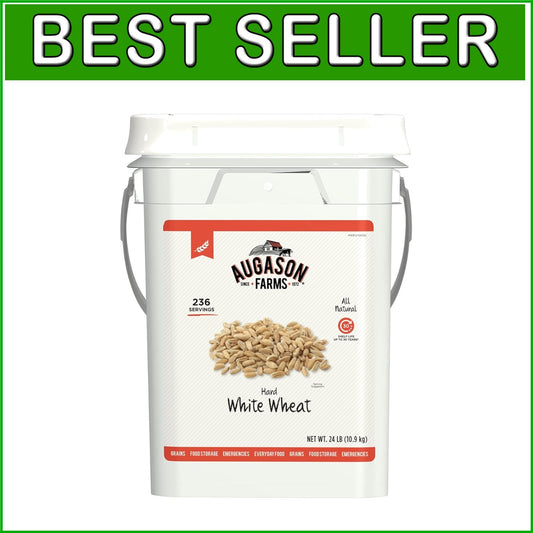 30-Year Storage Hard White Wheat Pail - Ideal for Survival, Camping & Daily Use