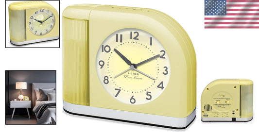 Big Ben Moon Beam Retro Alarm Clock in Yellow - Vintage Design with Charm
