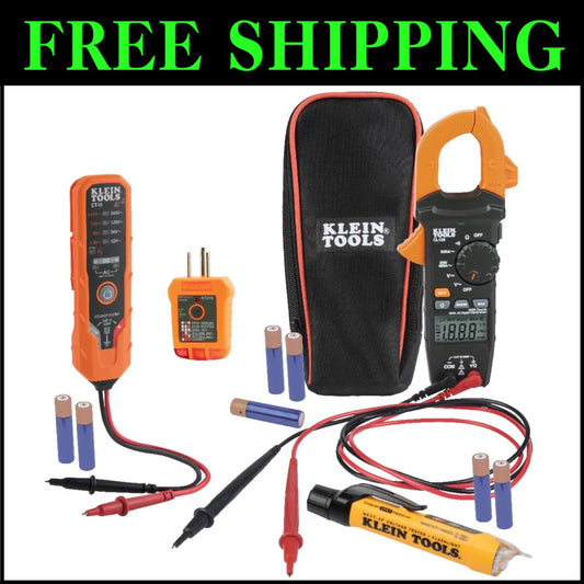 Comprehensive Voltage Testing Kit with Clamp Meter, LED Flashlight & GFCI Tester