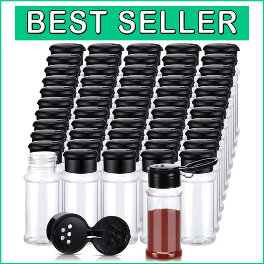 Effortless Organization: 100 Pcs Plastic Spice Jars with Shaker Lids - 3.3 Oz