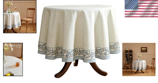 Luxury 67” Round Table Cover with Exquisite Floral Design - Machine Washable