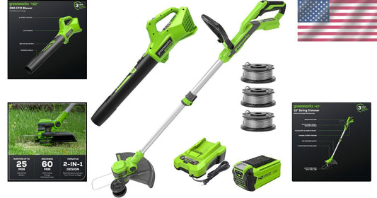 Effortless Battery-Powered 40V String Trimmer/Blower Set - Ideal for Homeowners