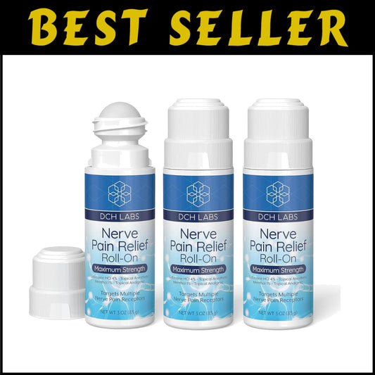 Maximum Strength Nerve Pain Relief Roll-On with Lidocaine & Menthol - 3-Pack