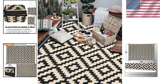Elegant 6' x 9' Plastic Straw Rug - Reversible for Backyard and Outdoor Spaces