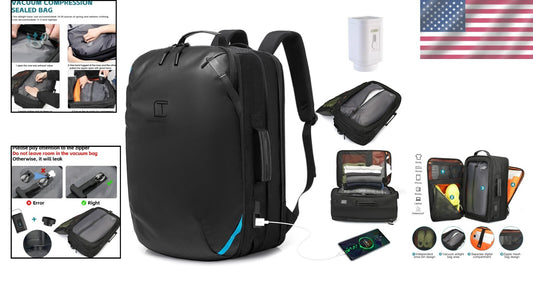 Durable Vacuum Compression Backpack with Water Resistance and USB Port - 45L