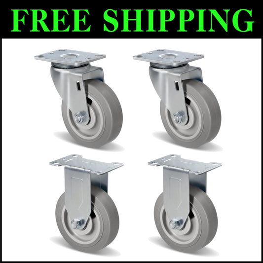 4-inch Heavy Duty Caster Set with 300lbs Each - Versatile for Carts & Furniture
