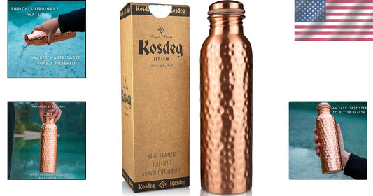 Elegant Ayurvedic Copper Water Vessel - 34 Oz Extra Large Hydration Solution