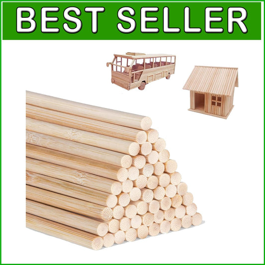 Natural Bamboo Dowel Rods, Pack of 50 - Ideal for DIY Crafts & Building Projects