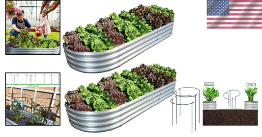 Durable 8x3ft Galvanized Garden Planter Boxes – Perfect for Vegetables & Flowers