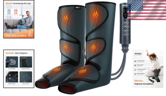 Air Compression Leg Massager with Heat - Pain Relief & Circulation Booster
