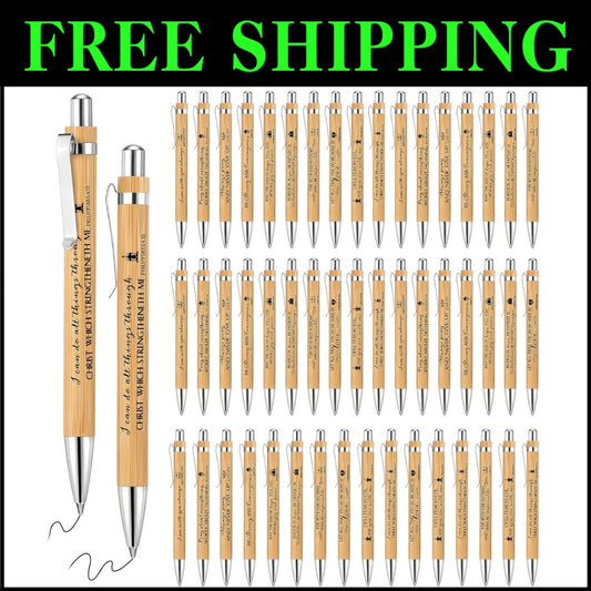 Bulk 200 Bible Verse Retractable Bamboo Pens - Stylish Writing Gifts for All