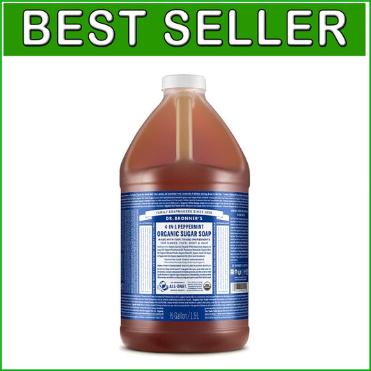 Fair Trade Organic Sugar Soap with Peppermint, 64 oz - Eco-Friendly Nourishment